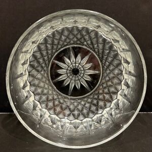Vtg Arcoroc France Sunburst/Diamond Glass Serving Bowl + Ind.